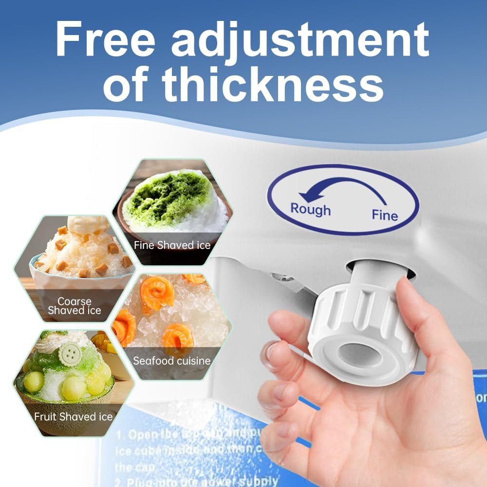 400W Commercial Snow Cone Machine with Safety Switch & Emergency Button, 1058lbs/ Hr Rotate Speed & Strong Power Tabletop Electric Shaved Ice Machine for Parties Events Snack Bar(12.6Qt)