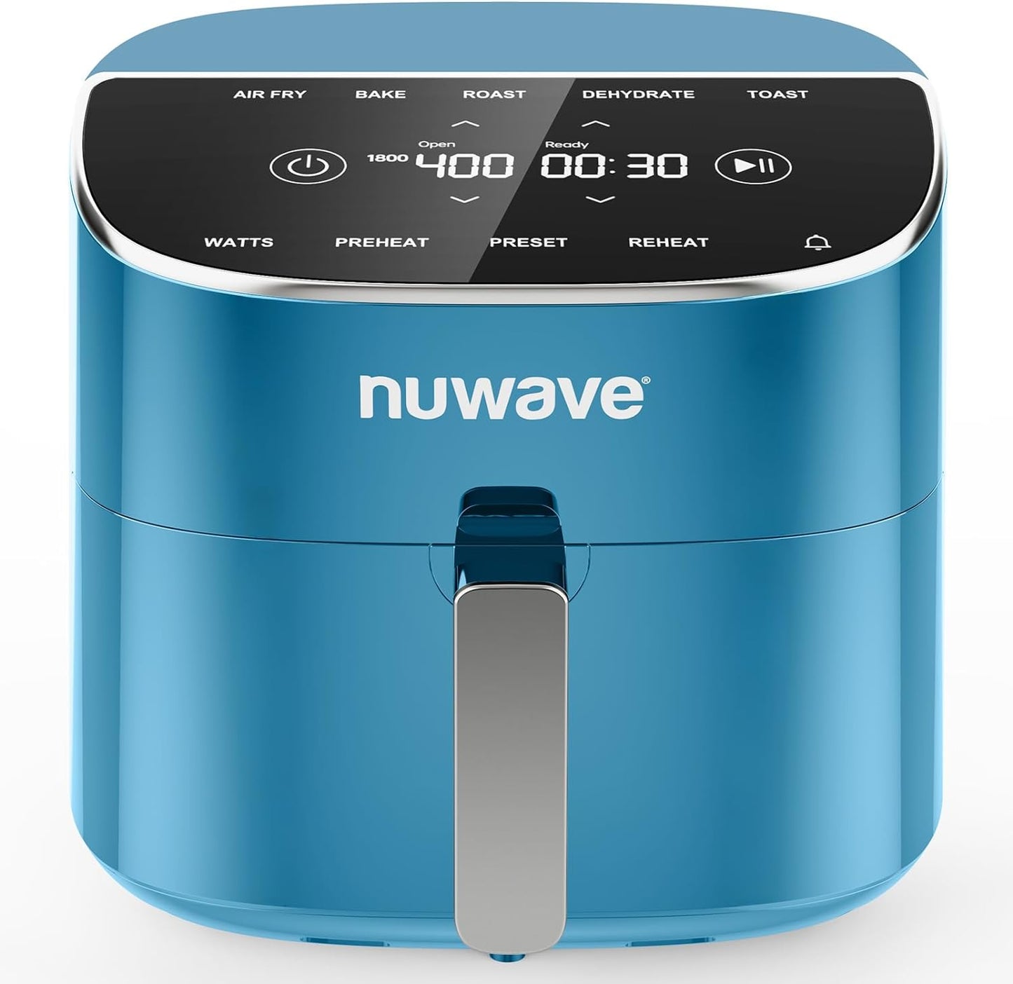 Nuwave Brio Plus 8 Qt Air Fryer, PFAS Free, New & Improved, Digital Touch Screen, Cool White Display, 50°F~400°F in Precise 5°, 5 Cook Functions, 100 Presets & 50 Memory, 3 Wattages 700, 1500, 1800