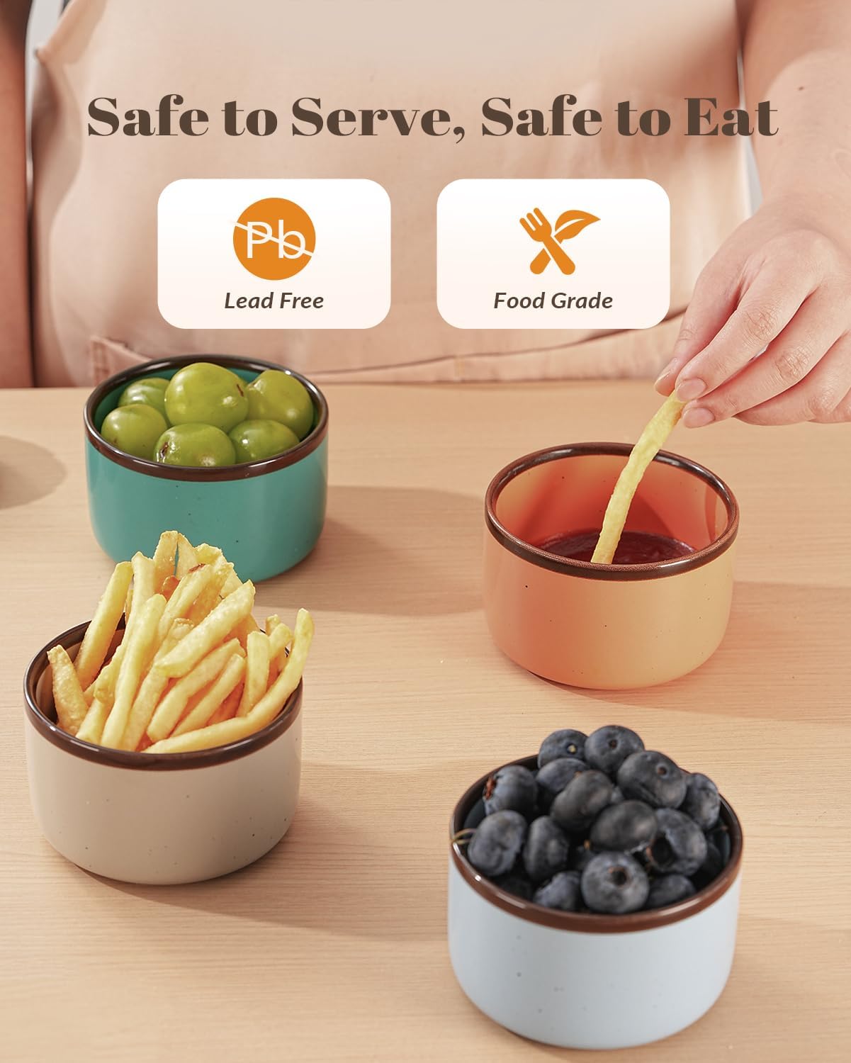 Juimma Ramekins 8 oz, Creme Brulee Ramekins Oven Safe, Ramiken Small Bowls Ceramic Baking Dishes for Pudding Custard, Dipping Sauce Cups for Souffle Ice Cream, Set of 6, Morandi Color