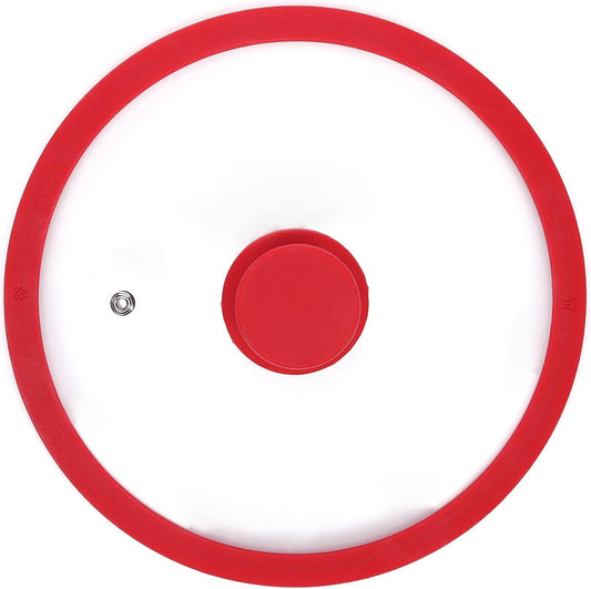 Silicon Glass Lid for Pot,Pan,Skillet Fits 8"(20CM) Cookware Silicon lid Dishwasher Safe, Replacement Lid Vented Tempered Glass with Heat Resistant Silicone Rim By HR Huare Technology, Red,1 Pack…