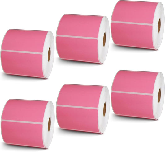 BETCKEY - 3" x 2" Multipurpose & Shipping Labels Compatible with Zebra & Rollo Label Printer,Premium Adhesive & Perforated[Pink, 6 Rolls, 4500 Labels]