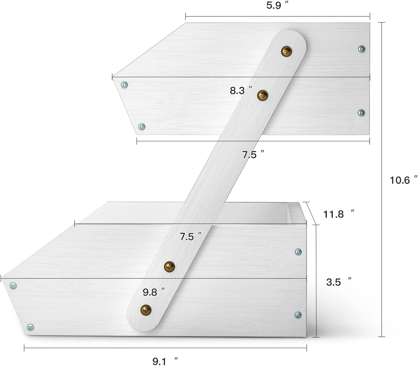 G.a HOMEFAVOR Fruit Basket for Kitchen, 2-Tier Fruit Bowl for Kitchen Counter, Vegetable Storage Stand for Fruit Shop, 15 mm Thickness (WHITE)