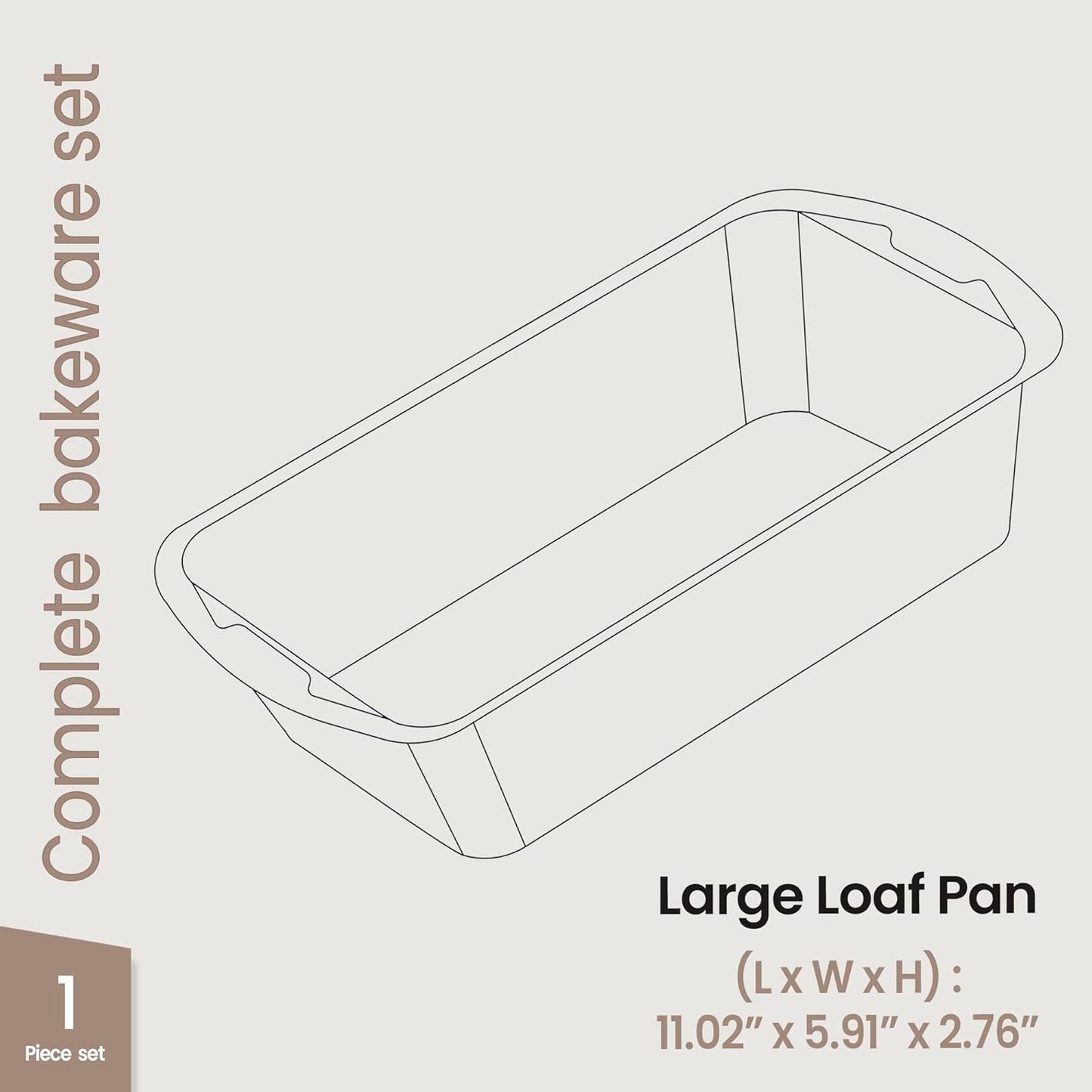 Nonstick Loaf Pan Set Pack of 1, Carbon Steel 11" Large Baking Bread Pan, Oven Safe Up to 450°F, PFOA, PFOS, PTFE Free, Space Saving Stackable Design, Stain Resistant, Dishwasher Friendly, Gray Marble