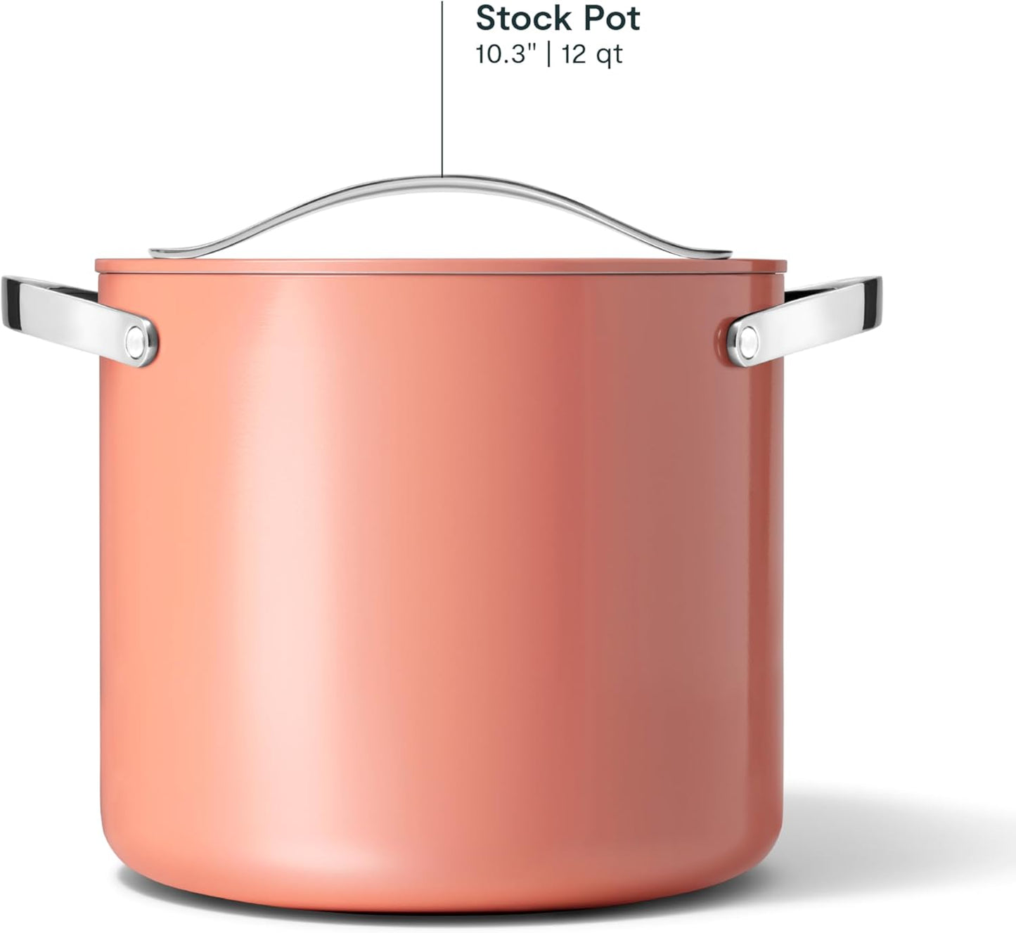 Caraway Stock Pot - 12 Qt Ceramic Coated With Lid - Free From Forever Chemicals - Large for Bigger Batches - Perracotta