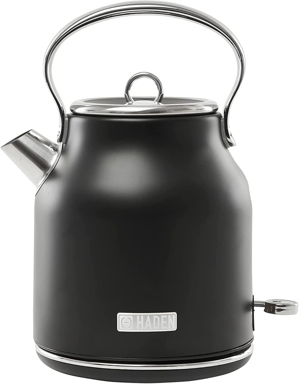 HADEN Heritage 1.7 Liter Stainless Steel Electric Kettle, Hot Water Kettle with 360-Degree Base and Auto Shutoff, Black & Chrome