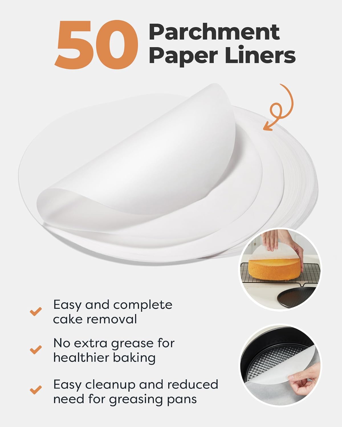 Kootek Cake Pan Set of 3, Nonstick Springform Pans with Removable Bottom, 4, 7, 9 Inch Round Cheesecake Baking Pans with 50 Pcs Parchment Paper Liners