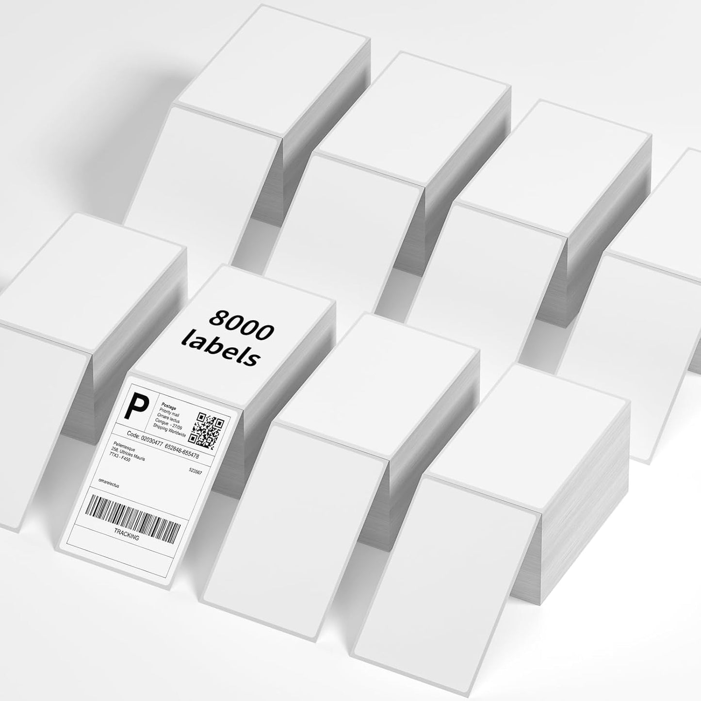 FungLam 4"x6" Thermal Shipping Labels, 8000 Fanfold Adhensive Mailing Labels for Munbyn, Rollo, Polono Direct Thermal Printers, (8 Stack)
