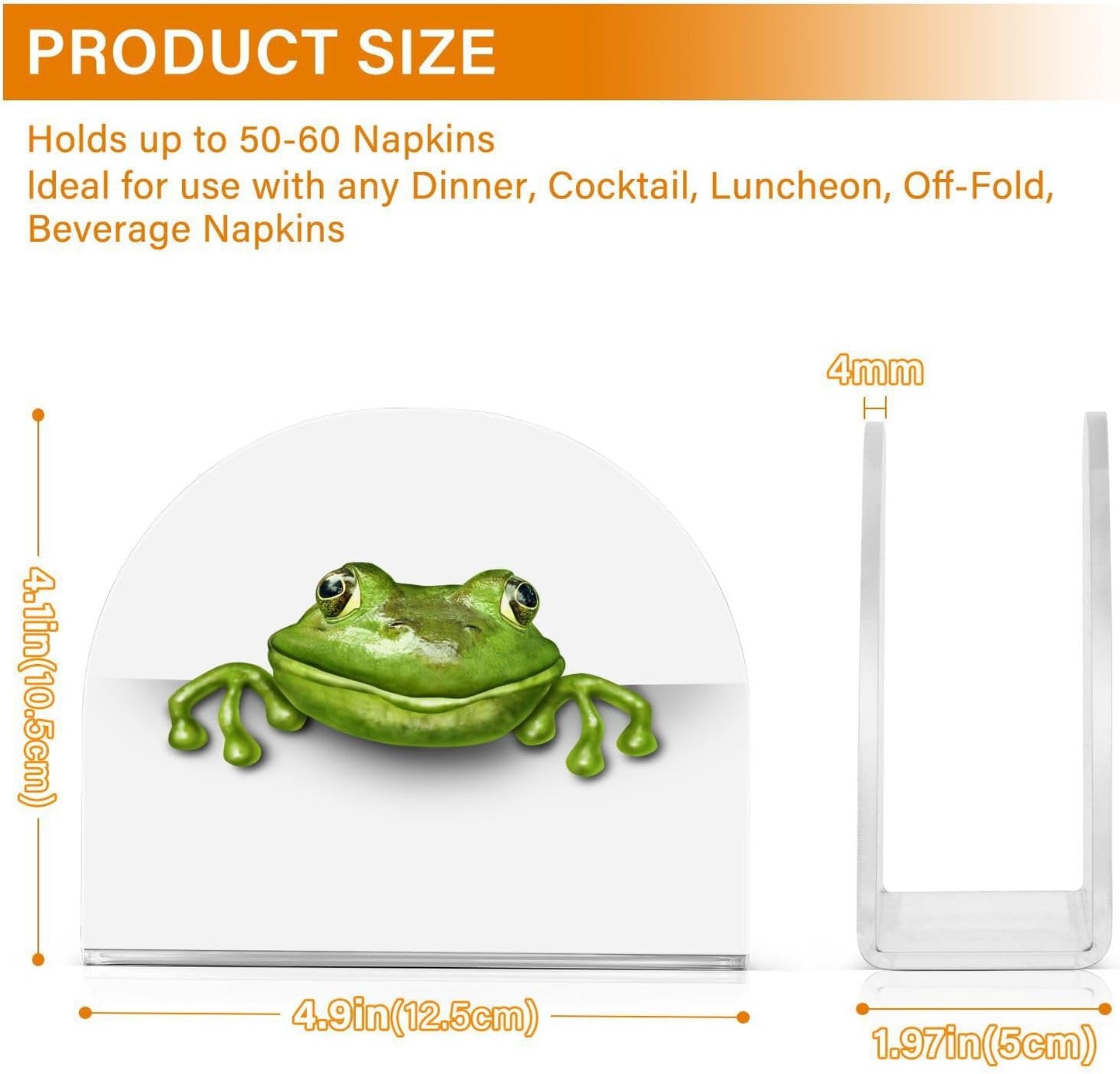 Frog Napkin Holder for Table Paper Napkins Holder Acrylic Tissue Dispenser Kitchen Dining Room Bathroom Party Car Decor