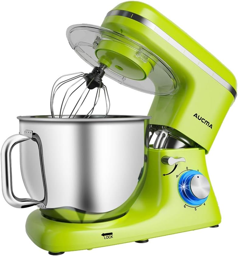 Aucma Stand Mixer,7.4QT Food Mixers, Kitchen Electric Mixer with Dough Hook, Wire Whip & Beater (Green, 7.4QT)