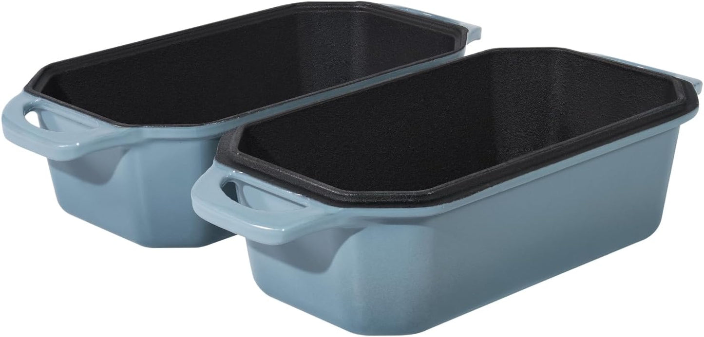 Bread Pan Cast Iron Loaf Pan with Lid Bread Loaf Pan 9x5 Inch Enameled Cast Iron Sourdough Bread Pan, LightBlue