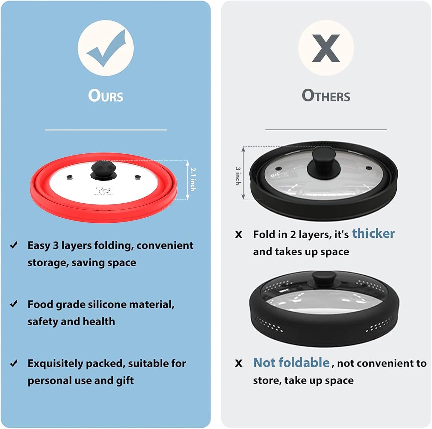 Microwave Splatter Cover Vented Glass Splatter Guard Lid with Collapsible Silicone for Food as Pot Cover 11.8 inch Large Plate for 6 7 8 9 10 11 inch Plate Bowl Red