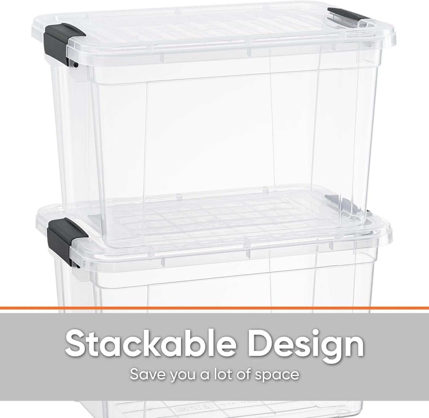 Superio Clear Storage Boxes with Lids, 4.75 Quart Plastic Container Bins for Organizing, Stackable Crates, BPA Free, Non Toxic, Odor Free, Organizers for Home, Office, School, and Dorm