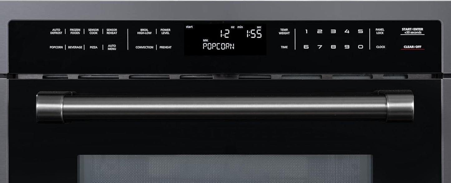 KoolMore Reserve 24 in. 1.6 cu. ft. Built-in Convection Microwave Oven with Air Fryer, 10 Power Levels, Sensor Cooking, Bake, Roast, Broil, Defrost, 1750 Watts, UL Certified in Black Stainless-Steel