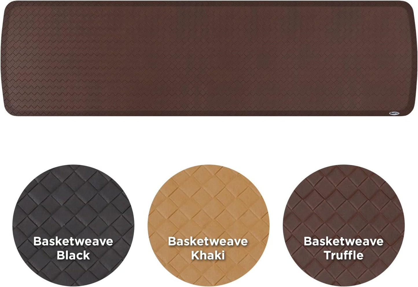 GelPro Elite Premier Gel & Foam Cushioned Anti-Fatigue Kitchen Floor Comfort Mat, Padded Stain-Resistant, Waterproof, Non-Slip Comfort Padded Desk/Office Mat, 20" x 72", Basketweave Truffle
