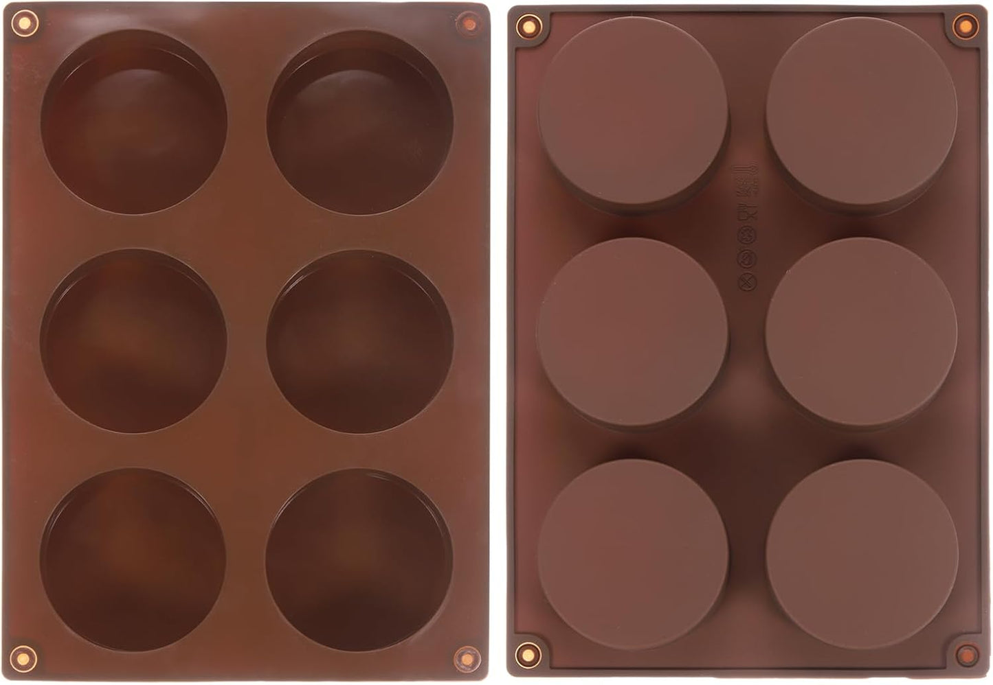 uxcell 2pcs Silicone Muffins Pan, 6 Cup Silicone Cupcake Pan Nonstick Baking Tray for Muffins, Cupcakes, Dishwasher Safe, Brown
