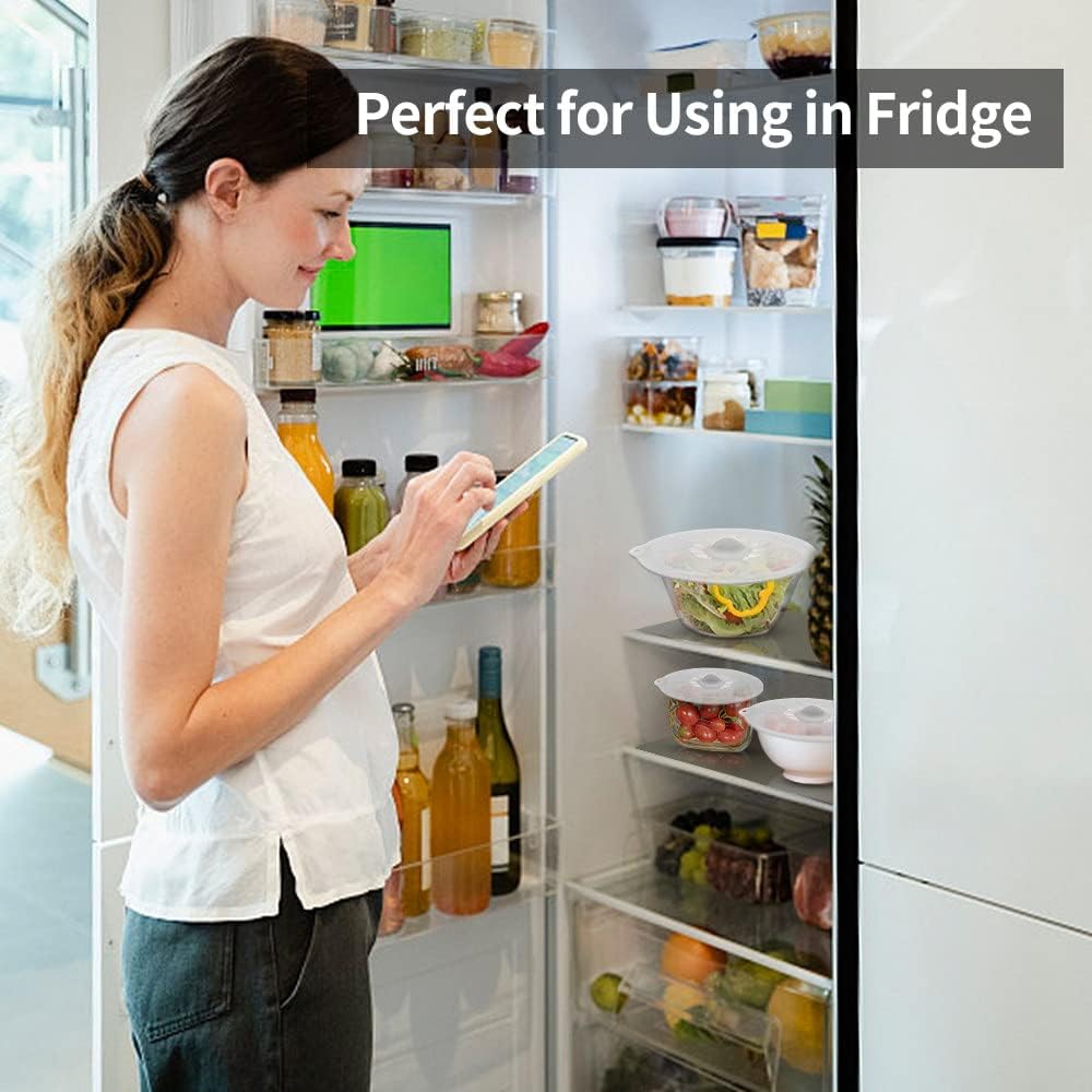 Silicone Lids for Food Storage - Silicone Bowl Covers Silicone Pot Lids BPA Free Silicone Suction Lids Silicone Microwave Cover Silicone Pot Covers for Cups Bowls Pots Pans Oven Fridge