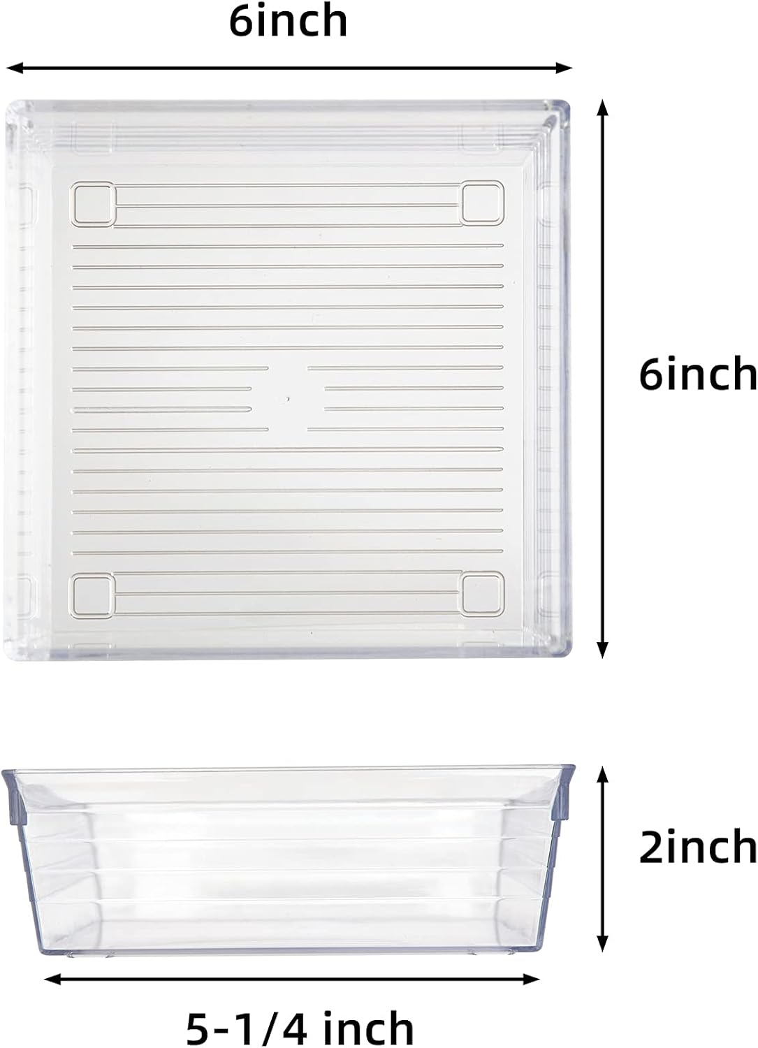 Backerysupply Clear Plastic Drawer Organizer Tray for Vanity Cabinet (6"×6"×2"，Set of 8),Storage Tray for Makeup, Kitchen Utensils, Jewelries, and Gadgets…