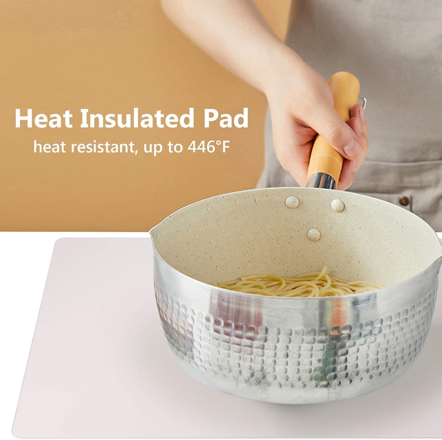 Gartful Silicone Mats for Kitchen Counter, Large Silicone Countertop Protector 25" by 17", Nonskid Heat Resistant Desk Saver Pad, Multipurpose Mat, Table Placemat, Beige, 2PCS