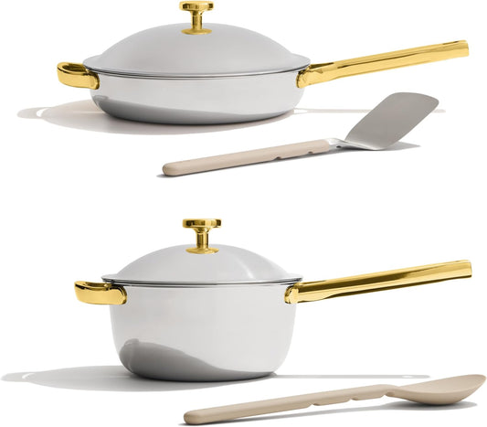 Our Place Titanium Pro Mini Cookware Duo – Always Pan & Perfect Pot with Nonstick No-Coating Technology | Tri-Ply Titanium & Stainless Steel | Safe for Oven, Induction & Cooktops up to 750°F | Gold