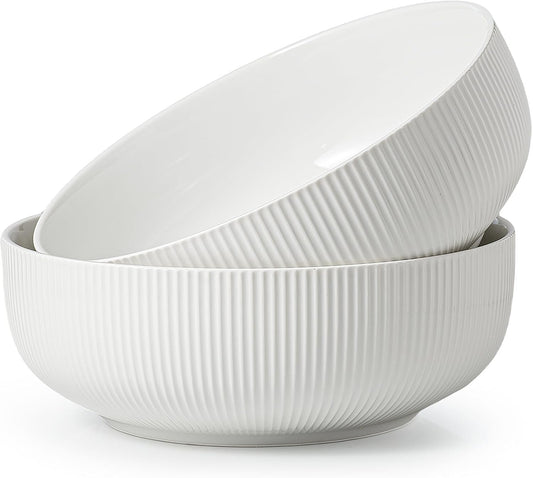 getstar Large Serving Bowls (9.5 inch & 92 fl oz), Ceramic Salad Bowl Set of 2, Microwave and Dishwasher Safe