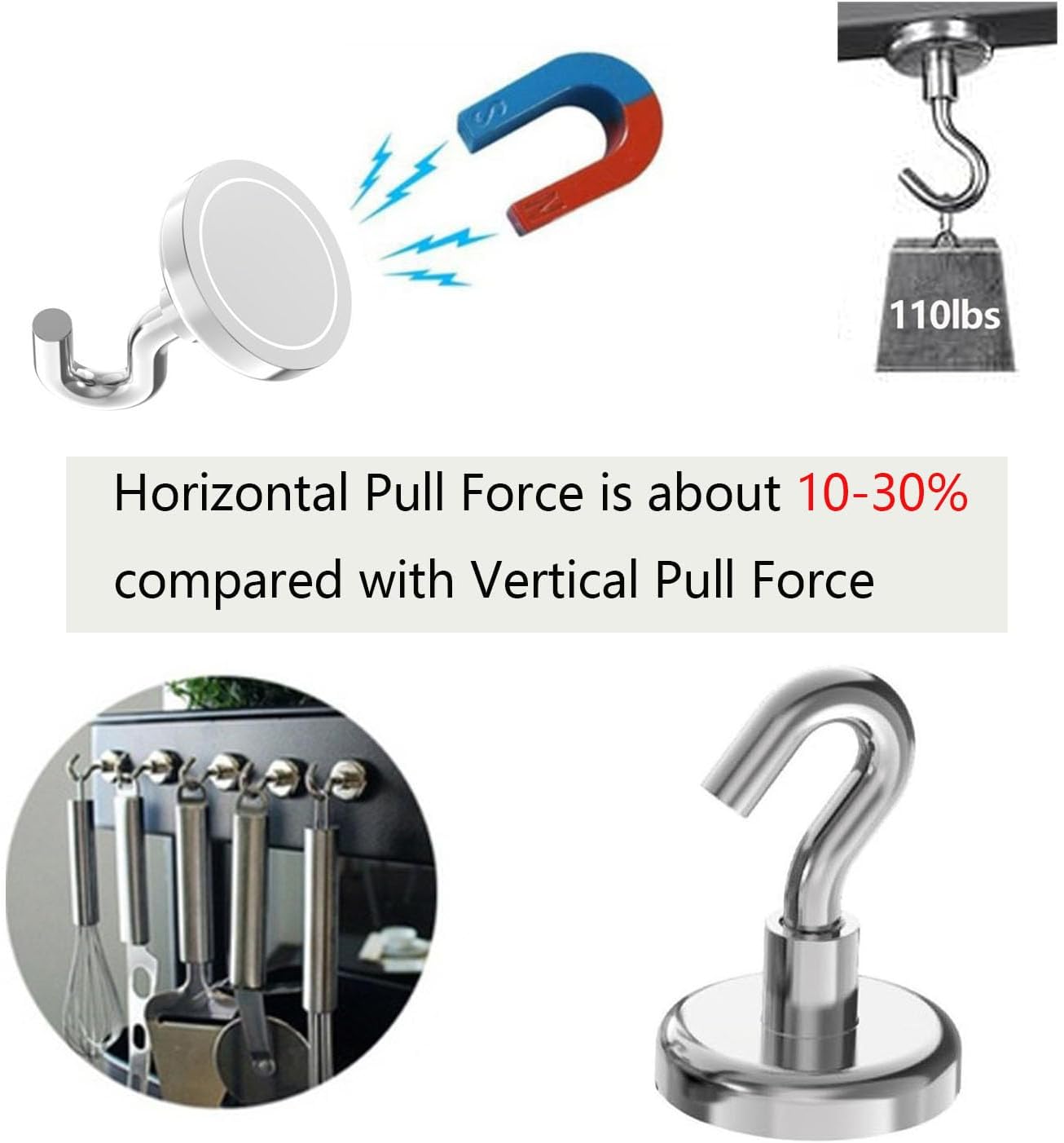 Heavy Duty Magnetic Hooks with 1.25"Dia Magnetic Base,110lbs - 8Pack Super Strong Rare Earth Magnet Hook,Extra Strong Cruise Hook for Hanging,Magnetic Hanger for Cabins,Grill,Metal Surface