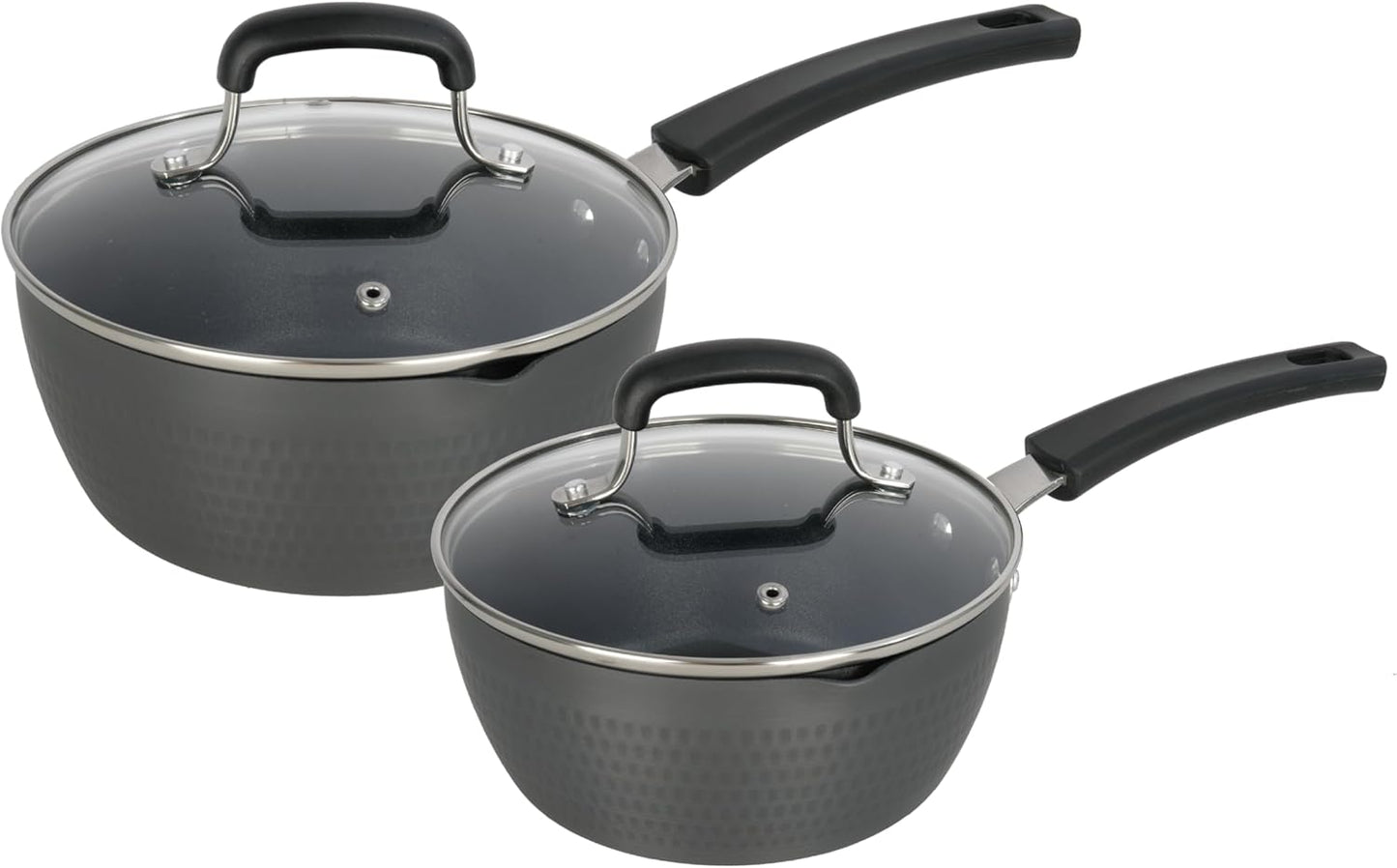 Nonstick Small Sauce Pan with Lid, 1.75 Quart and 2.4 Quart Sauce pan with Pour Spouts, Multipurpose Handy Little Saucepan with Stay Cool Handle, Small Pots for Cooking, Soups, Noodles, Milk