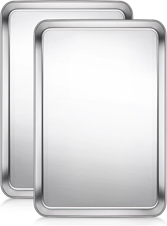 Baking Sheet, Cookie Sheet, Stainless Steel Baking Pan, 2 Piece-17.3''x 12.3'' x 1'', Half Sheet Pan for Oven, Baking Tray for Baking&Roasting, Nonstick&Nontoxic&Easy Clean