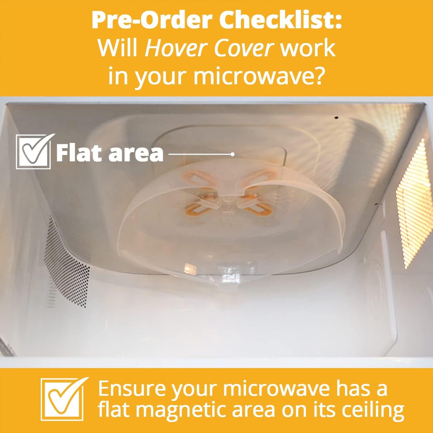 Magnetic Microwave Cover for Food | Clear Microwave Splatter Cover | Microwave Plate Cover with Steam Vents | Food Grade Dish Cover | BPA-Free | Dishwasher Safe | Orange