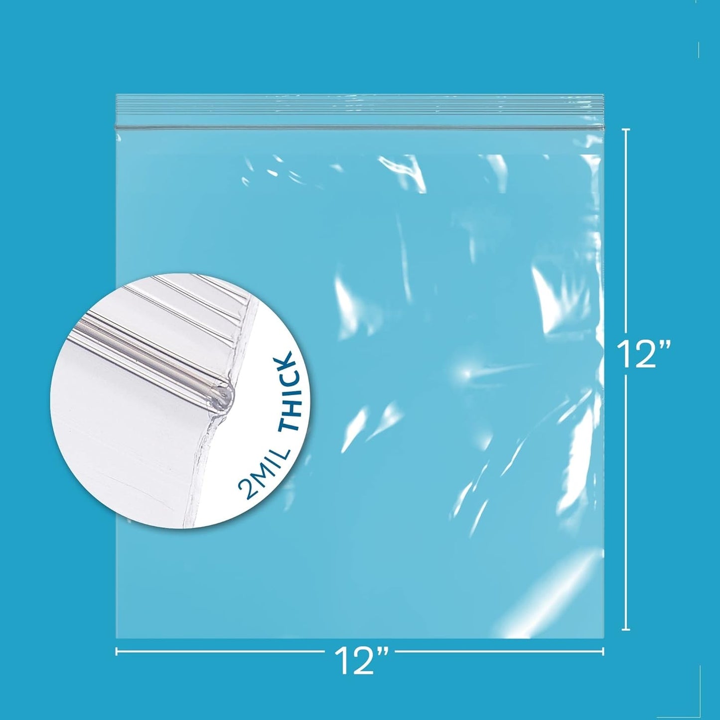 GPI - 12" x 12", Case of 1000, Clear Plastic Reclosable Zip bags, Large, Bulk 2 mil Thick Strong & Durable Poly Baggies With Resealable Zip Top Lock For Travel, Storage, Packaging & Shipping.