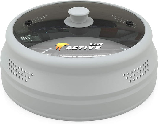 Collapsible Microwave Cover for Food - Silicone and Glass Splatter Guard Lid for 6-12 inch Plates & Bowls, Dishwasher Safe, Heat Resistant, BPA-Free, Gray