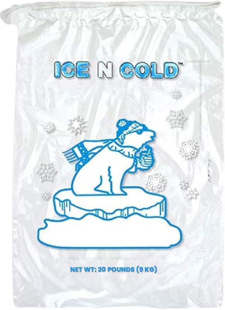 Ice Bags with Drawstring Closure | 20lb, 200ct/cs | 50 mic Thickness | Portable Storage and Freezer Keeper