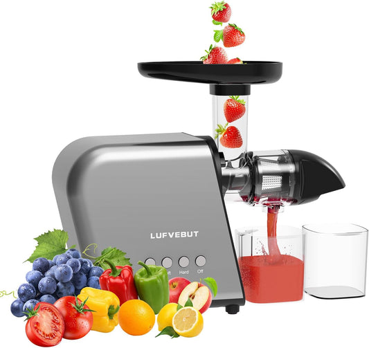 Masticating Slow Juicers for Leafy Greens Tomato Celery Carrot Wheatgrass, Cold Press Slow Juicer Machines Quiet Motor Easy Clean, Vegetable and Fruit Juice Extractor BPA-Free Dry Pulp Dishwasher Safe