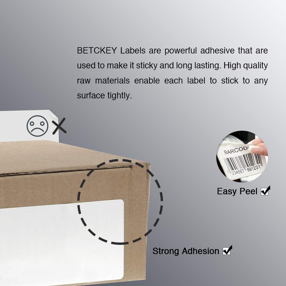 BETCKEY - 4" x 2" (102 mm x 51 mm) Barcode Shipping & Multipurpose Labels Compatible with Zebra & Rollo Label Printer,Premium Adhesive & Perforated [10 Rolls, 7500 Labels]