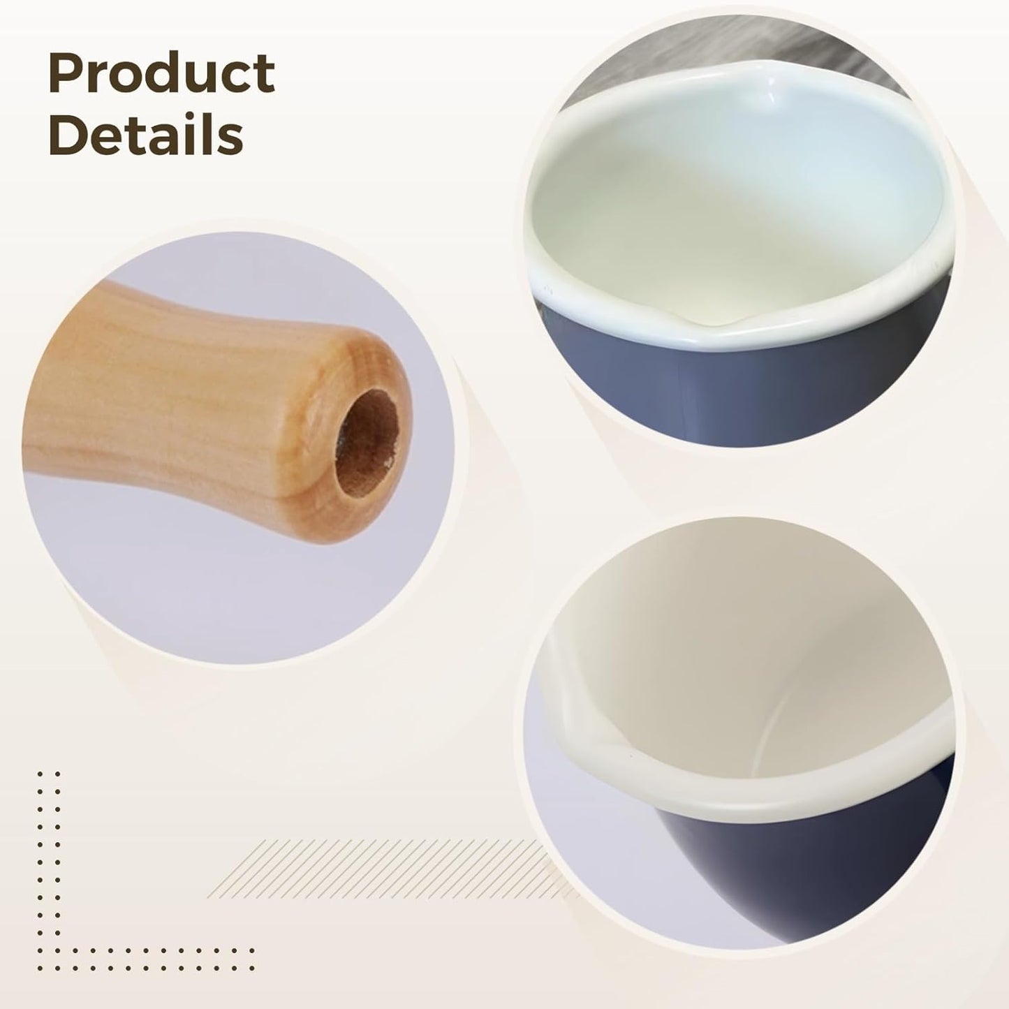 Mini Enamel Milk Pot, Mini Enamel Pot with Wooden Handle, Cute Purple Cookware for Sauce Soup, Dual Spouts Easy Pouring