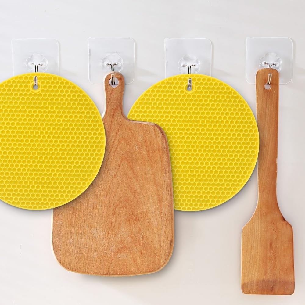 homEdge Silicone Trivets Mat, 6 Packs Multipurpose Non Slip Heat Resistant Pot Holder-Yellow