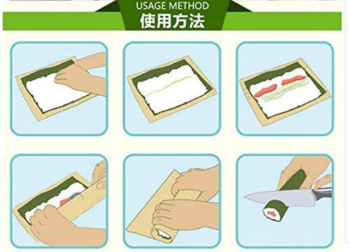 JapanBargain, 2 Pack Large Sushi Roll Bamboo Mats, 10.5" Square Natural Bamboo Sushi Rolling Mats for Making Sushi Rolls, Eco-Friendly, Reusable, Easy to Clean