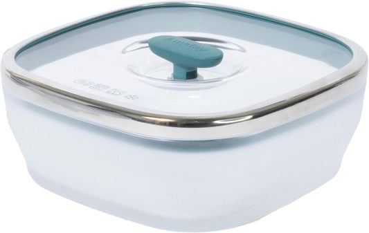 Anyday 5.5-Cup Square Glass Food Storage with Glass Lid | Plastic-Free Meal Prep & Microwave Cookware | Stackable Airtight Storage Container with Vented Lid for Microwave-Safe Reheating