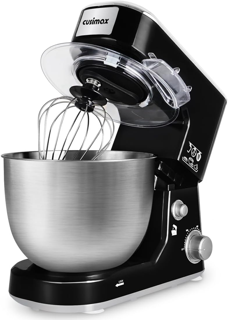 CUSIMAX Stand Mixer 5-QT Tilt-Head Food Mixer Kitchen Electric Mixer with Dough Hook, Wire Whip & Beater for Daily Use