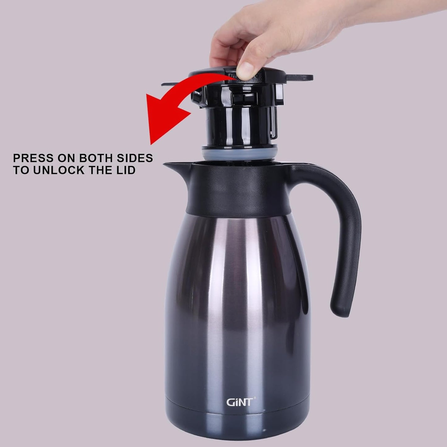 GiNT 51Oz Stainless Steel Thermal Coffee Carafe with Lid/Double Walled Vacuum Thermal Carafe / 12 Hour Heat Retention (Purple, 1.5L)