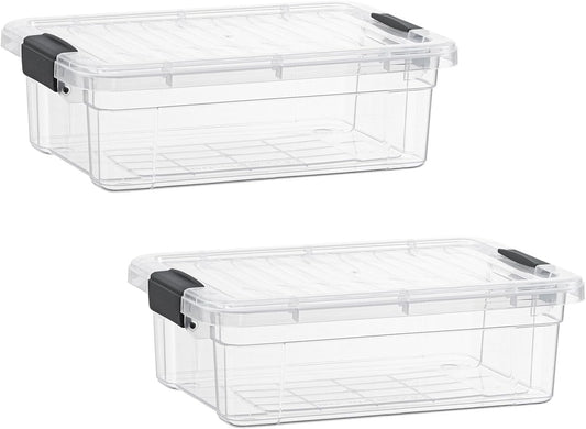 Superio Clear Storage Bins with Lids, Stackable Storage Box with Latches and Handles, Extra Small, 2 Pack 2 Quart