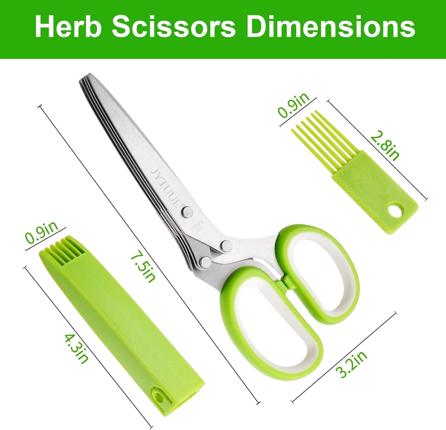 Herb Scissors, Multipurpose Sharp Kitchen Herb Cutter Shears with 5 Stainless Steel Blades, Safety Cover, Cleaning Comb, Cool Kitchen Gadgets for Cutting Fresh Garden Herbs, Dishwasher Safe