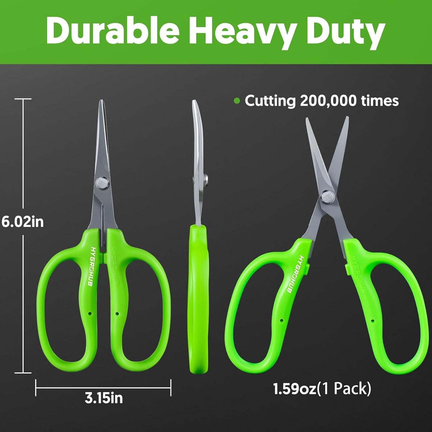 Garden Scissors, 6in Pruning Shears Snips Non-stick Coated Sharp Steel Blades - Gardening Tools Garden Shears for Plants Herb Flowers in Grow Tent and Hydroponics, Curved Blade