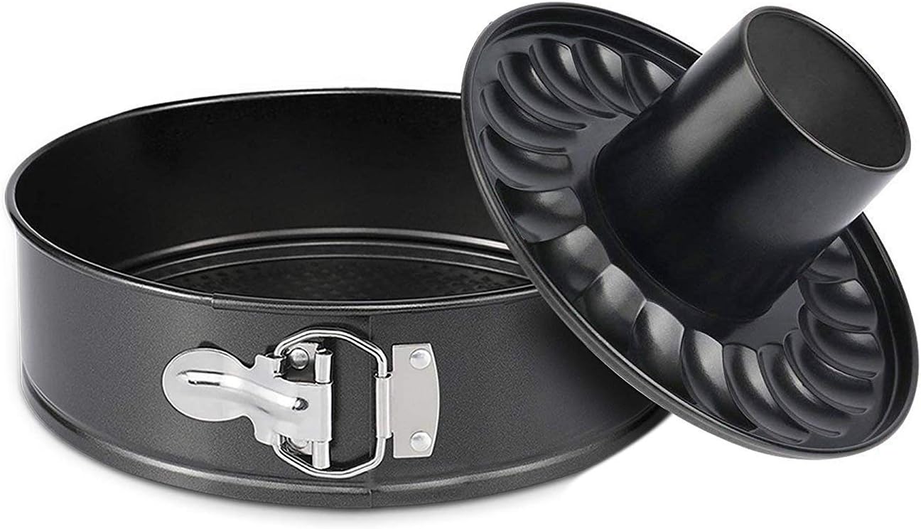 Gray 9 Inch Springform Bundt Pan, Heavy Duty Cheesecake & Ice-Cream Cake Pan with Removable Bottom and Quick-Release Latch