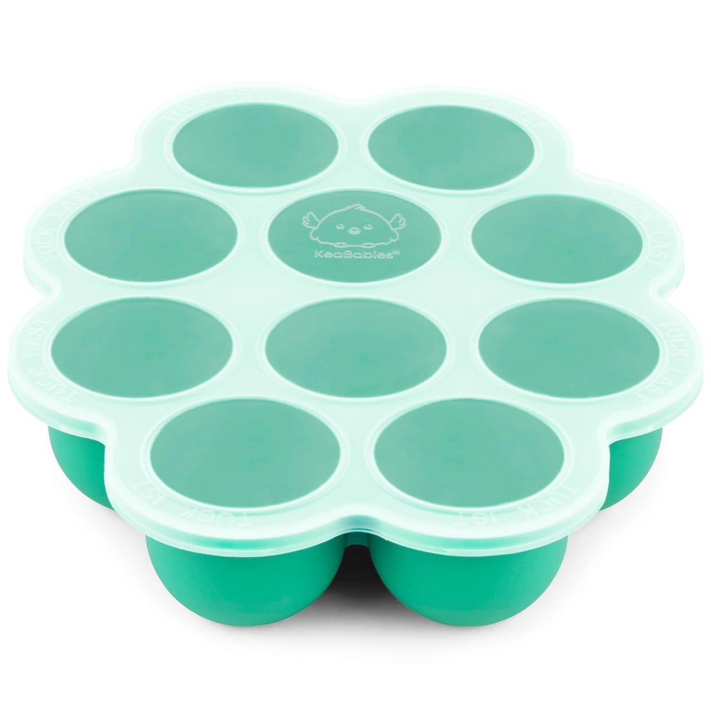 KeaBabies Silicone Food Freezer Trays with Lid, 2oz x 10 Pods Baby Food Storage Containers, Easy Puree Meal Prep, Breast Milk Silicone Freezer Molds, Dishwasher,Microwave Safe,BPA-Free(Alpine Green)