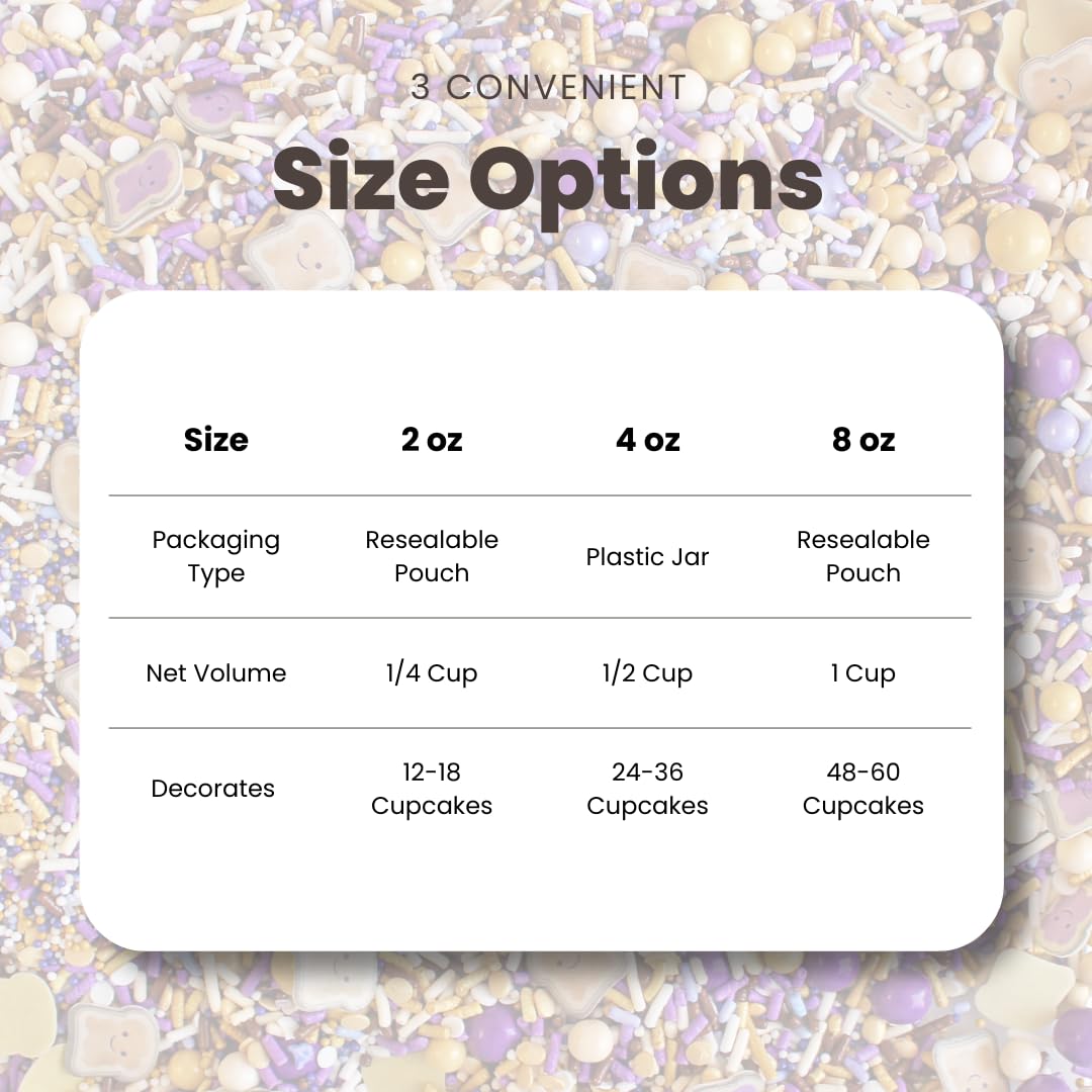 Sprinkle Pop PB&J Sprinkle Mix| lavender Purple Gold Cream Chocolate Sprinkles with ~10 Peanut Butter & Grape Jelly Slice Wafer Papers| Sprinkles Made in USA for Decorating Cake Cupcakes Cookies, 2oz