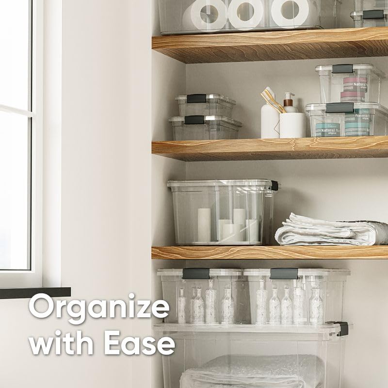 Superio Clear Storage Bins with Lids, Stackable Storage Box with Latches and Handles, Extra Small, 4 Pack 3 Quart