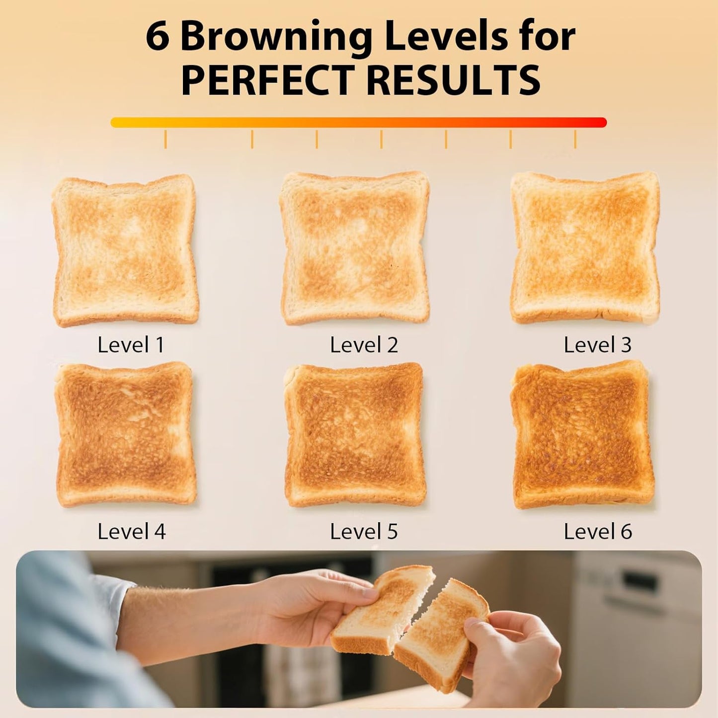 4-Slice Toaster 1.5" Extra Wide Slot Stainless Steel with High Lift Lever, 6 Presets & Bagel/Defrost/Cancel Function, Removal Crumb Tray, Under Base Cord Storage, Blue