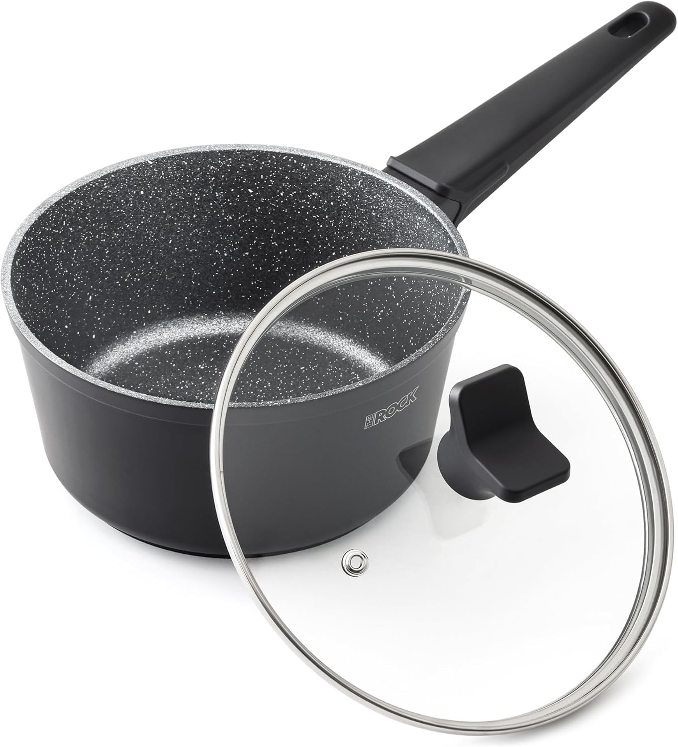 THE ROCK SOHO 2 Quart Nonstick Sauce pan with Lid – Compact & Durable Pot for Urban Kitchens, Nothing Sticks, Never Warps, Lasts Longer, Induction & Dishwasher Safe, PFOA/PFOS Free, Black