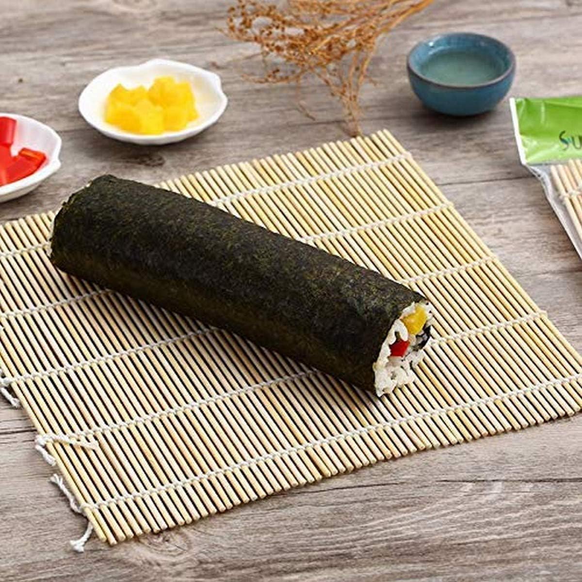 JapanBargain, 2 Pack Large Sushi Roll Bamboo Mats, 10.5" Square Natural Bamboo Sushi Rolling Mats for Making Sushi Rolls, Eco-Friendly, Reusable, Easy to Clean