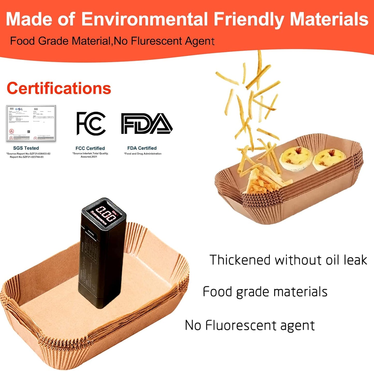 Air Fryer Liner Rectangular for Ninja Foodi Dual Basket 8QT 10QT, Bella Air Fryer Accessories, Air Fryer Liners 4 qt Rectangle, 125Pcs Parchment Paper liners for DZ201,DZ401, FG551